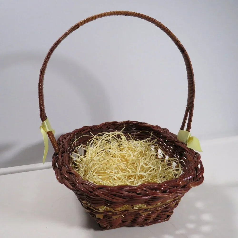 dark brown cane wicker basket Two Tone spring Easter Basket